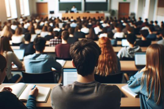 Studenten hören einer Vorlesung zu
